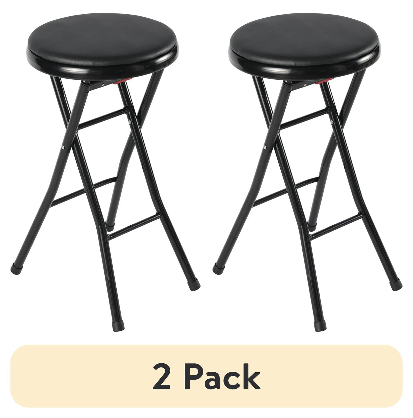 (2 pack) Mainstays Vinyl Padded Folding Counter Stool, Black (Set of 2)