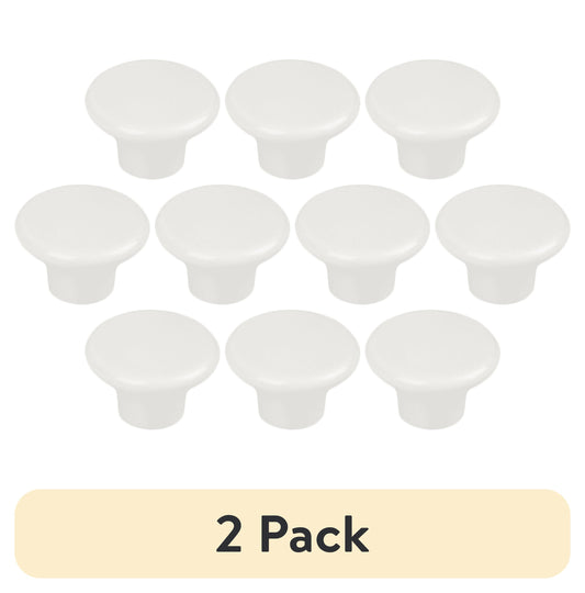 Mainstays White Round Mushroom Knob, Plastic, 10 pack