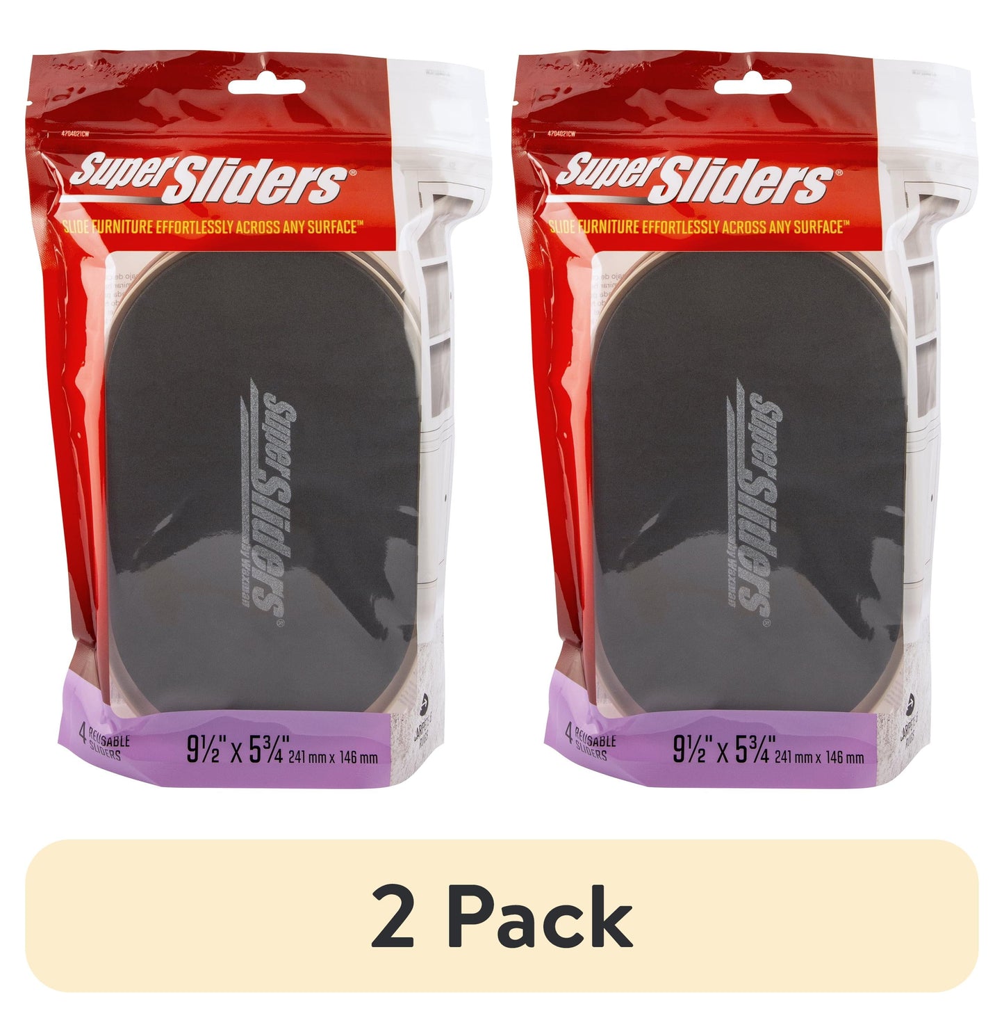 Super Sliders: Deslizador Ovalado de PlÃ¡stico para Muebles de 5 3/4 Pulgadas x 9 1/2 Pulgadas. Beige. Paquete de 4