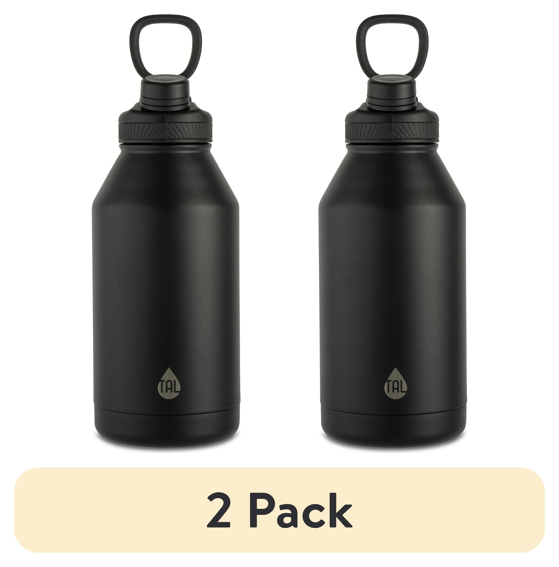 (2 pack) TAL 64oz Stainless Steel Ranger Water Bottle, Black