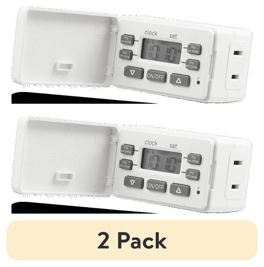 (2 pack) myTouchSmart Digital Fashion Timer, 1-Outlet Polarized, 2 Settings, 24hr, White, Cover, 0 Amps