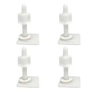 2 Pairs Great Square White Plastic Toilet Seat Hinge Bolt Screw for Top Mount Toilet Seat Hinges,with Plastic Nuts and Washers Parts Kit(Screw Outside Diameter:39mm/1.53in)