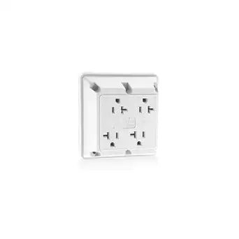 Leviton 20 Amp, 125 Volt, Industrial Series Extra Heavy Duty Grade, 4-In-1 Receptacle, Straight Blade, Grounding, 21254-W, White