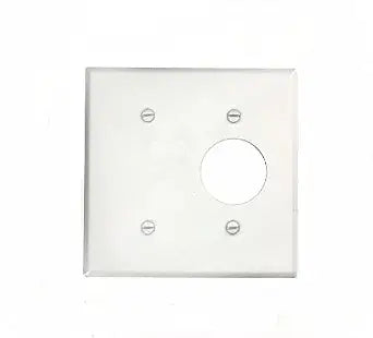 Leviton 2-Gang 1-Blank 1-Single 1.406-Inch Diameter, Device Combination Wallplate, Painted Metal, Strap Mount, 88085, White