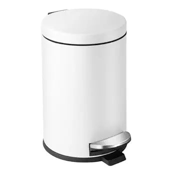 Cesun Small Round Bathroom Trash Can with Lid Soft Close, 1.2 Gal, White