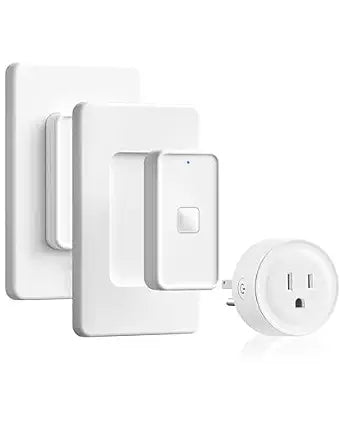 Remote Control Outlet Wireless Wall Switch, Wireless On Off Remote Switch Outlet with Magnetic Base for Light, Lamp, 100ft RF Range, 10A/1250W, Two Switches for One 0utlet W14RC2106