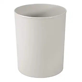 iDesign Small Round Plastic Bathroom Trash Can, Light Gray