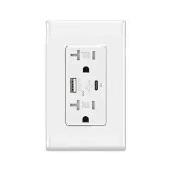 VAV 65W USB Wall Outlet20A, GaN PD, USB-C+A,Tamper Resistant, UL