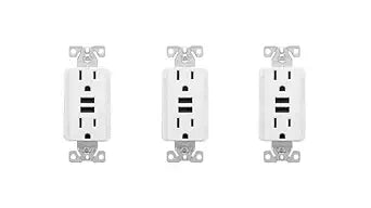 Eaton USB-A Fast Charger 3.6A with Duplex Receptacle, TR7765W-3-LW, 3 Pack