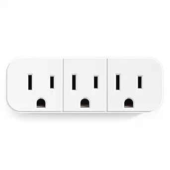 AIDA 3 Outlet Adapter, 3-Prong Grounded Wall Tap, Space Saving Outlet Extender with Phone Shelf, 15A 125V for Home, Office, Travel, White, 1 Pack