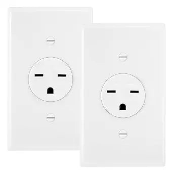 Maxxima 15A Single Receptacle Outlet, White, 250 VAC, NEMA 6-15, 2 Pack