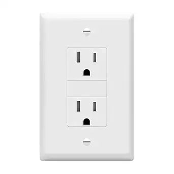 LIDER 15A Tamper-Resistant Decorator Receptacle, 15A, Matte Finish White