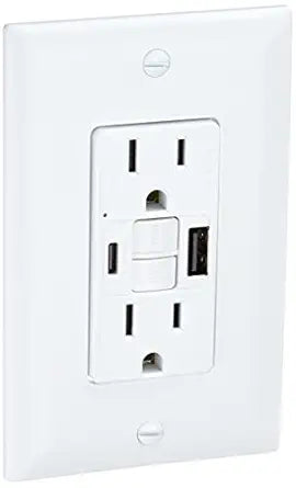 Legrand Radiant 15 Amp Tamper Resistant GFCI Outlet USB Type A/C White 1 Pack