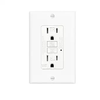 (15 AMP-1 Pack)LOONAVA GFCI Outlet WR White  Tamper Resistant, Weather Resistant GFI Receptacle with Self-Test, LED Indicator,UL Listed, Easy Install  Ground Fault Outlet for Outdoor Use & Bathroom