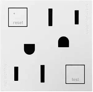 Legrand adorne Tamper-Resistant Self-Test Electrical GFCI Outlet, 15A, White Finish, AGFTR2152W4