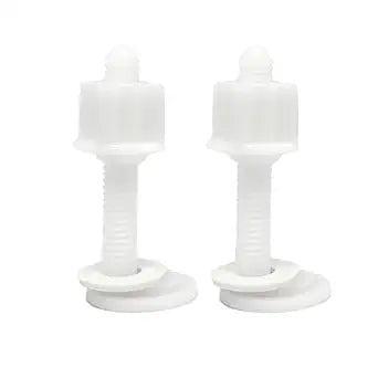 2 Pairs Small Circle White Plastic Toilet Seat Hinge Bolt Screw for Top Mount Toilet Seat Hinges,with Plastic Nuts and Washers Parts Kit(Screw Outside Diameter:27mm/1.06in)