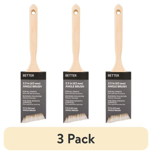 (3 pack) Better 2.5 in. Blended Polyester Angle Paint Brush