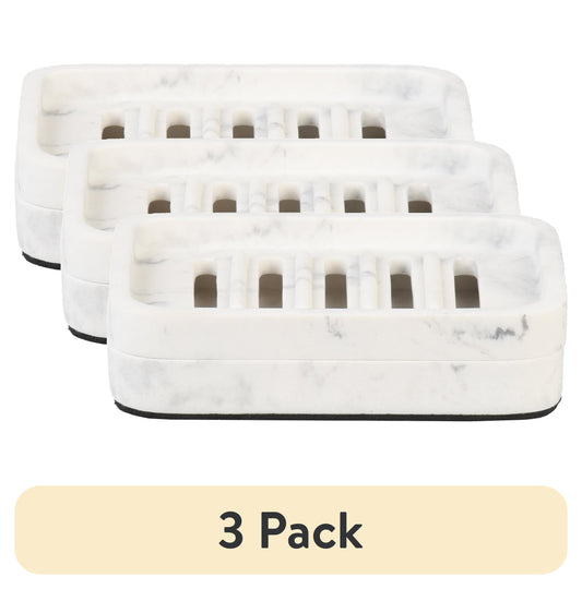 (3 pack) Better Homes & Gardens Faux Marble Soap Dish, White
