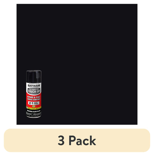 (Paquete de 3) Negro, Pintura de Retoque Brillante Automotriz Rust-Oleum y Primer en un Solo Spray-292320, 11 oz