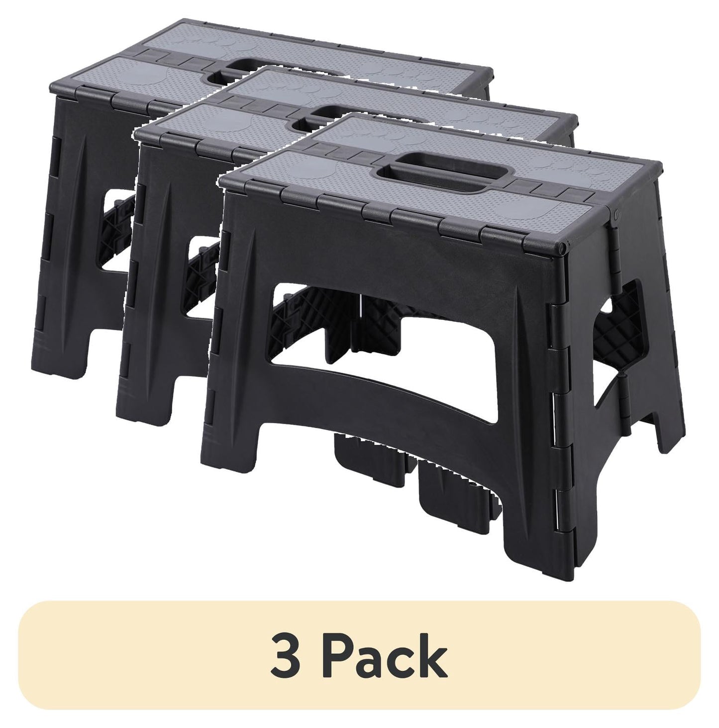 (Paquete de 3) Farmora Taburete de un Paso Antideslizante de 12" Soporta hasta 300 lb, Negro (Juego de 1)