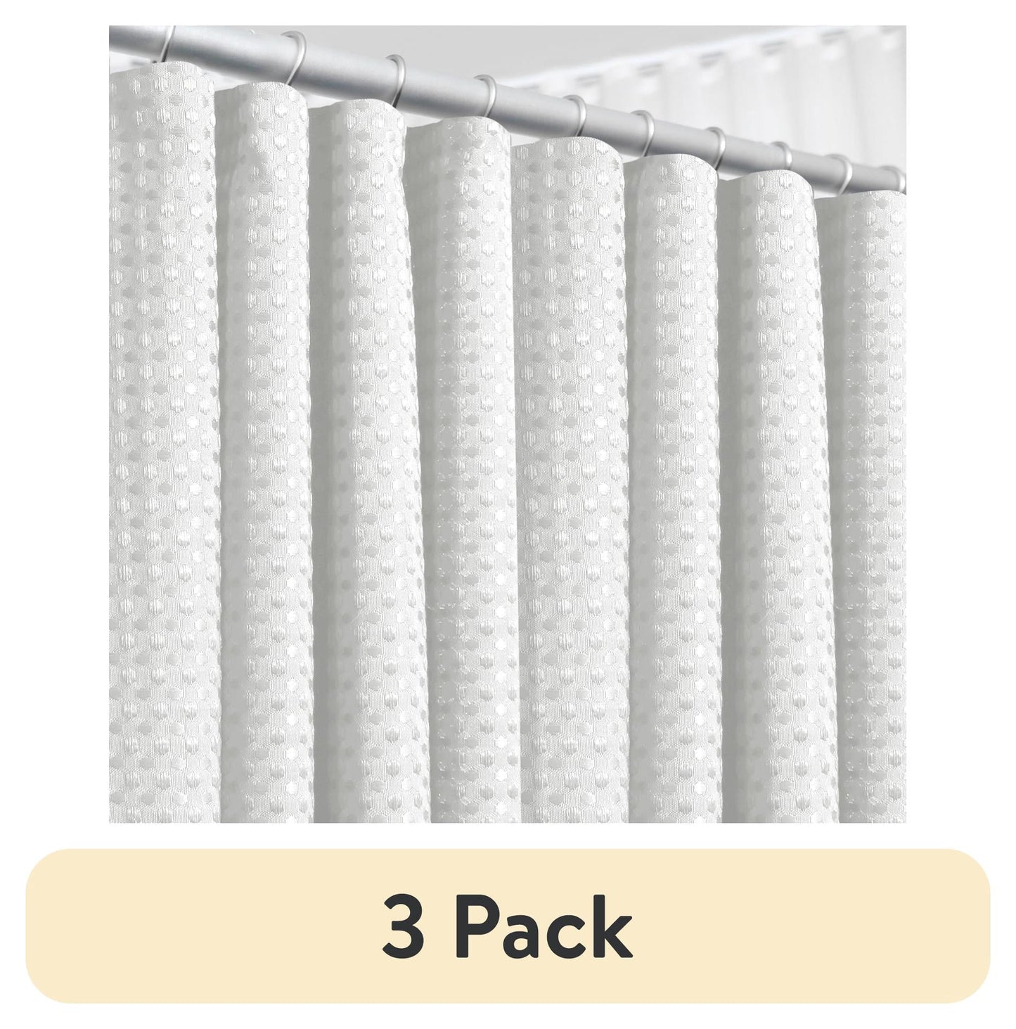 (3 pack) LammaLoe White Shower Curtains, Waffle Weave Heavy Duty Fabric Shower Curtain, 72â€ x 72" Hotel Luxury 256 GSM Bathroom Curtains