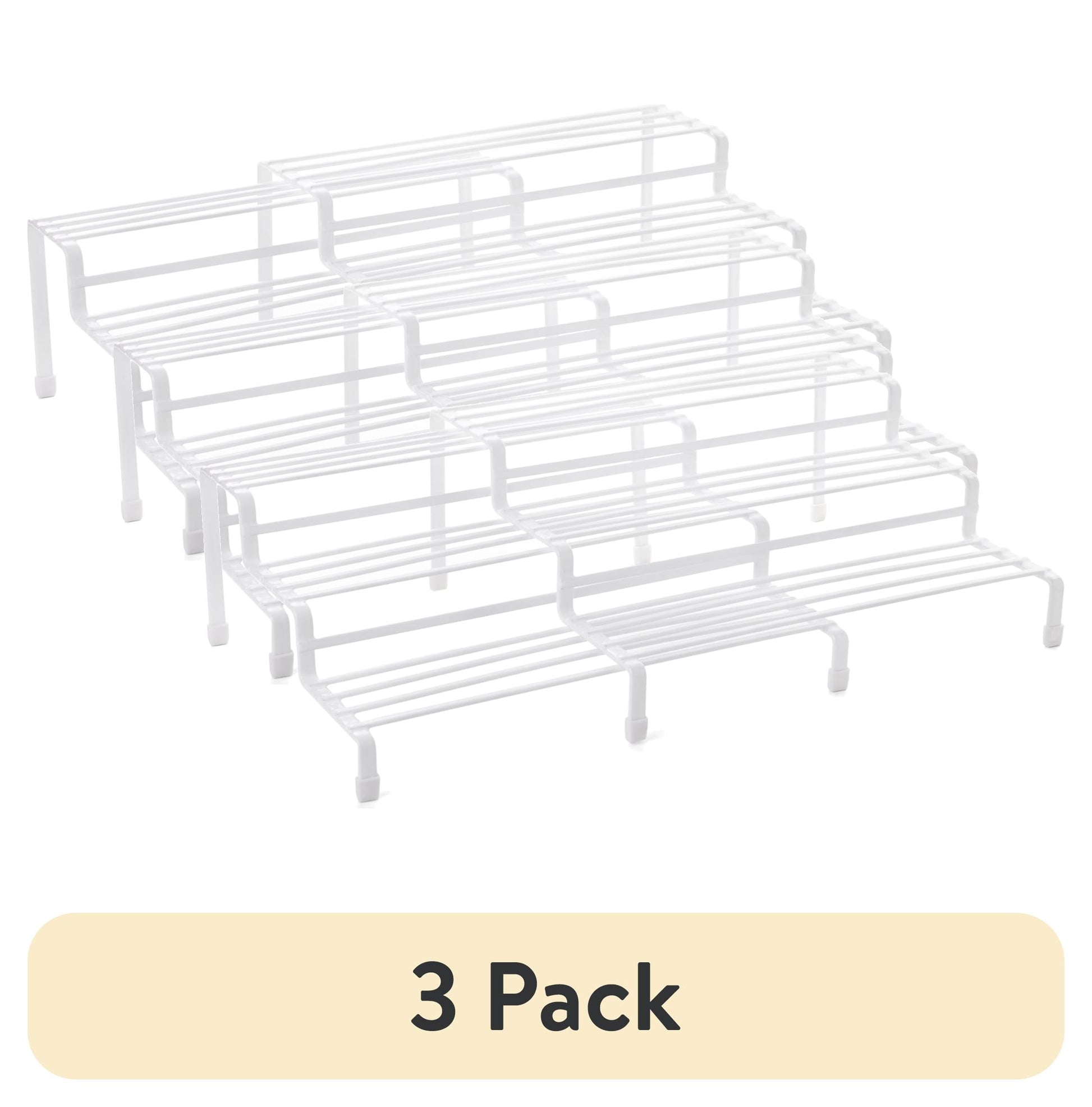 (3 pack) Mainstays Expandable Metal Kitchen Pantry Organization Wire Spice Rack, White