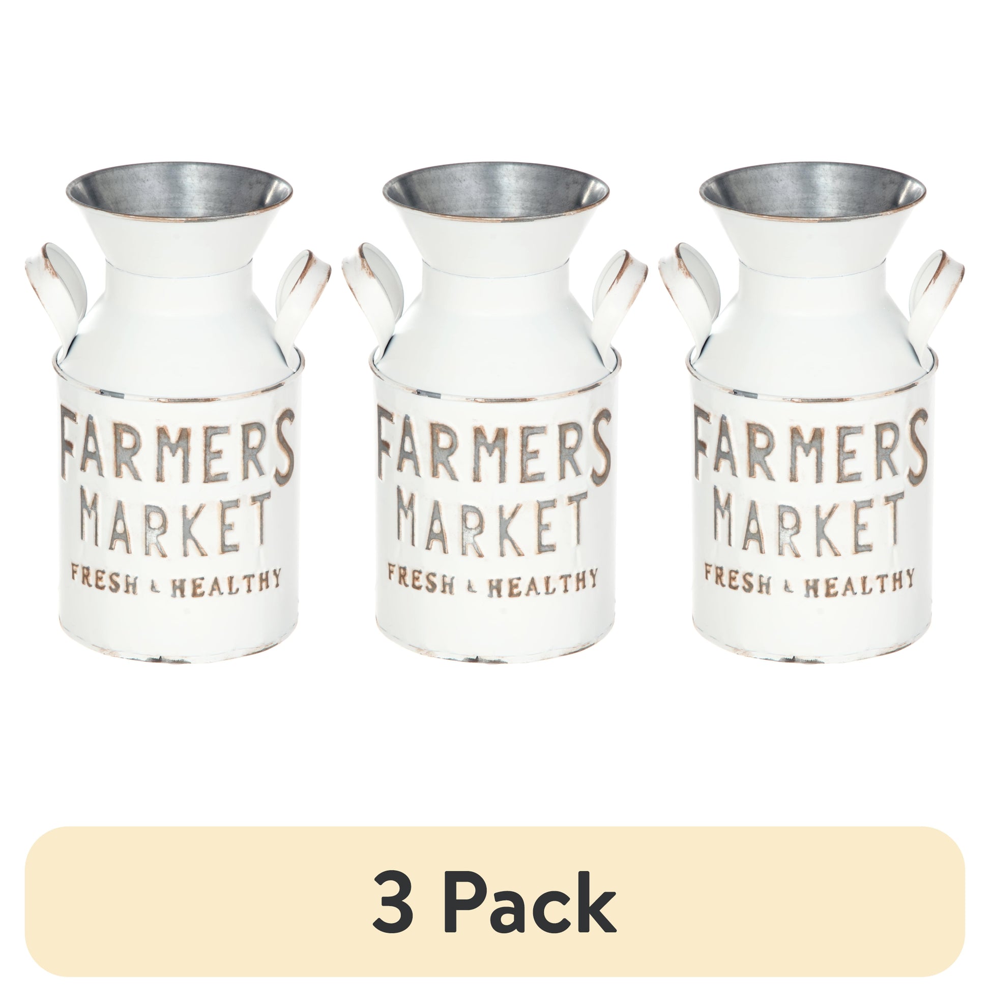 Mainstays Farmers Market Metal Milk Jug DÃ©cor with Handles, White, 10.4" H