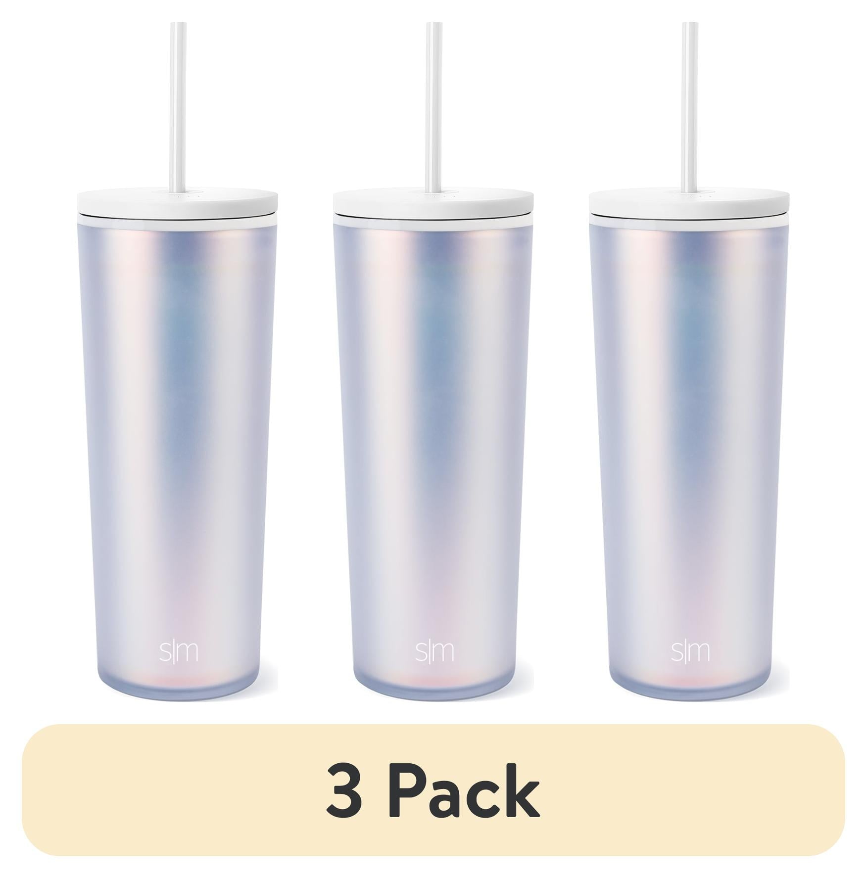 (3 pack) Simple Modern 24 fl oz Double Wall Plastic Classic Tumbler with Straw|Opalescent