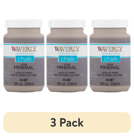 (3 pack) Waverly Inspirations Chalk Paint, Ultra Matte, Mineral, 8 fl oz