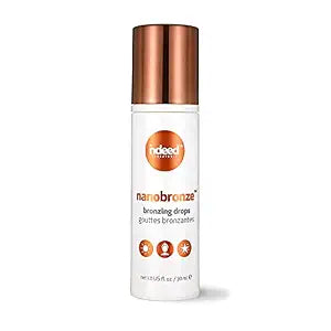 Indeed Labs Nanobronze Bronzing Drops | Face & Body Self Tanner for Pale Skin | Easy Self Tanner with Hyaluronic Acid, Pea, Cacao, & Giant Kelp Extracts | Fragrance-Free, Natural Tan, (1 Fl Oz)