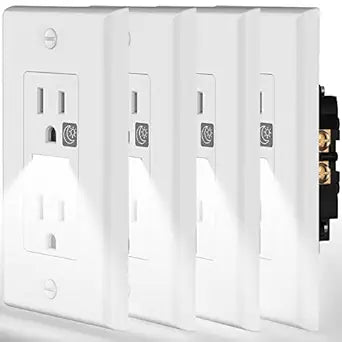 SOZULAMP 15A Outlet with Night Light, Daylight LED, 4-Pack