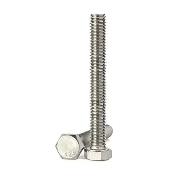Mellewell 1/4-20 x 5 Hex Head Screw Bolt, Fully Threaded, Stainless Steel 18-8, Plain Finish, Quantity 10
