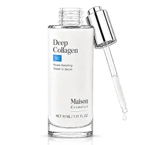Maison Cosmetics Deep Collagen, Volufiline Korean Collagen Serum for Mature Skin, Volume & Firming Skin, with Hydrolyzed Collagen, Hyaluronic Acid, Fast-absorbing, Non-greasy, 1 fl oz / 30 mL