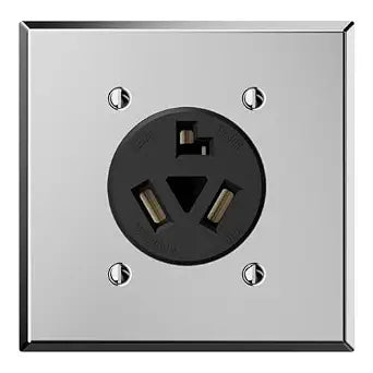 ELEGRP NEMA 10-30R Receptacle, 30 Amp 3 Prong Dryer Outlet UL Listed, 125/250V Flush Mount Power Outlet, Straight Blade Dryer with Stainless Steel Wall Plate, Non-Grounding, 1 Pack