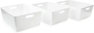 Isaac Jacobs 3-Pack XL White Storage Bin Set (13.9" x 10.6" x 5.75")