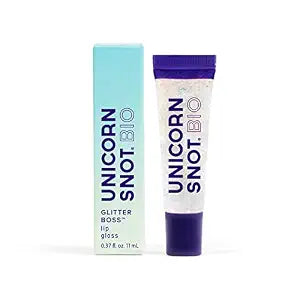 UNICORN SNOT Plant-Based Glitter Lip Gloss | Sparkly & Shimmer Lips for Christmas Glitter Makeup | Vegan & Cruelty Free 0.37 fl oz (BIO Galaxy)