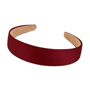 Satin Burgundy Headband for Women Girls, 1 Pcs 1.2 Inch Wide Anti-slip Ribbon Hair Bands Fashion Plain Hard Headband for Makeup Washing Daily Outfits Party Cosplay DIY Costume Hair Accessories