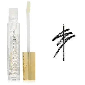 L.A. COLORS 0.14oz High Shine Shea Butter Lip Gloss Clear & wet n wild Baby's Got Black Kohl Eyeliner Pencil Bundle