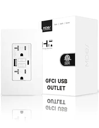 MOES 20 Amp GFCI USB Outlet with Type C & A, Tamper Resistant