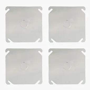 4 Packs Square Electrical Box Cover with 1/2 Inch Knockout, 4 Inch Metal Junction Box Covers, Flat Outlet Box Plate with Angled Mounting Slots for 4 inch Square Box
