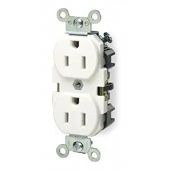 Leviton 15-Amp, 125 Volt, Industrial Extra Heavy Duty Grade, Duplex Receptacle, Straight Blade, Self Grounding, 5262-W, White