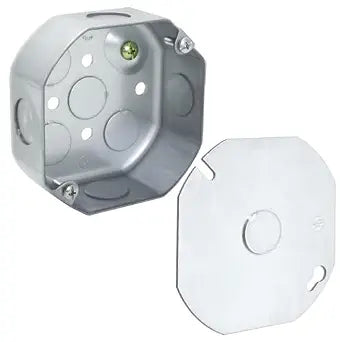4-in Octagon Extension Box with 1/2" Knockouts and Cover, Pack of 1
