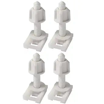 4Pcs White Universal Plastic Toilet Seat Screws and Nuts with Rubber Washers, Hinge Bolts Screws Hinges Replacement Parts Bathroom Fixtures