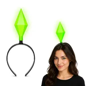 Glow in the Dark Diamond Shaped Headband, Large Light Up Green Costume Headband for Halloween, Cosplay, Festivals, Parties and Night Out