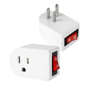 Grounded Outlet Adapter with On/Off Switch 2 Pack