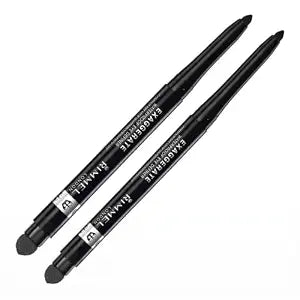 Rimmel London Exaggerate Waterproof Eye Definer Eyeliner, Highly Pigmented, Long-Wearing, Built-In Smudger, 262, Blackest Black, 0.01oz, 1 Count (Pack of 2)