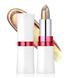 Noerrors Chameleon Pink Gold Glitter Lipstick, Holographic Color Shift Waterproof Long Wear Shimmer Metallic Lip Color, Multichrome Iridescent Sparkle Diamond Lip Gloss Mermaid Makeup for Festival#05