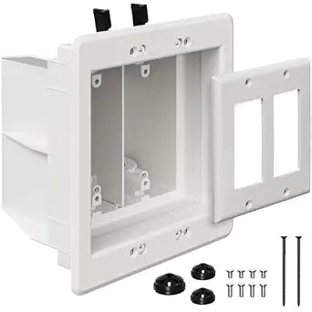 DVFR2W1 Recessed Outlet Box, Recessed Electrical Box for WallMounted TVs, Perfect for New Construction & Retrofit Projects, Compatible with FlatScreen TVs, Appliances & Electronics