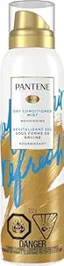 Pantene Dry Conditioner Mist Spray for Hair, 3.9oz, Blue - Instant Hydration and Frizz Control with Vitamin B5, Safe for Color Treated Hair, Pro-V Refresh