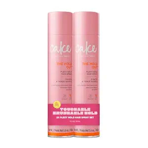 Cake Beauty Hairspray, The Hold Out – For Crunch Free Brushable, Touchable, Flexible Hold & Soft Volume – Vitamin E & Abyssinian Oil – For All Hair Types- 5.6 Oz. 2 Pack
